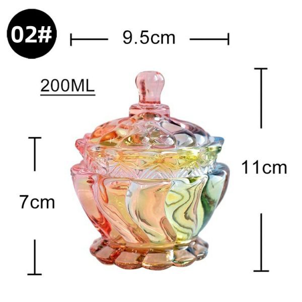 Colorful glass storage jars, candy jars, jewelry jars, jam snack jars, small sundries storage jars, sugar bowls