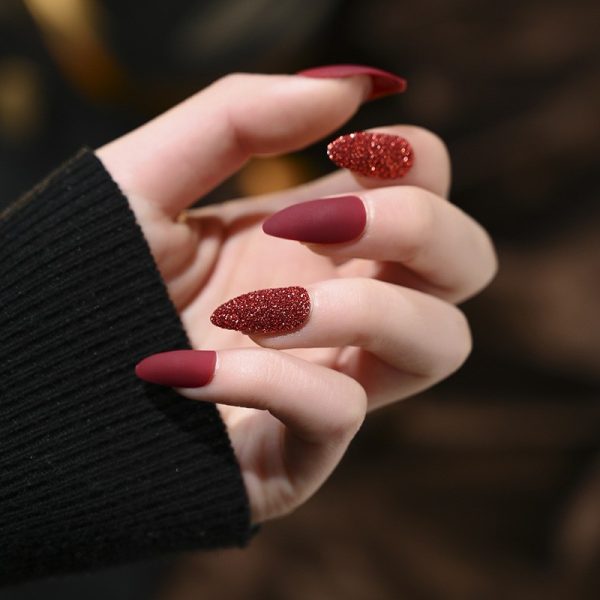 Nail tips, false nails, matte frosted starry sky nail tips, onion powder, glitter patches, wearable nails, nail art