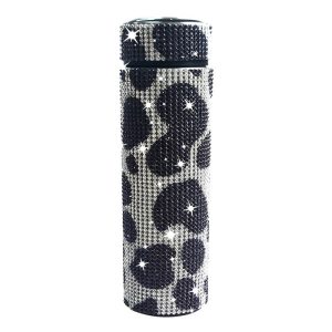 Thermos Cup Cold Cup Diamond 500ml (17oz) Stainless Steel Straight Thermos Cup Smart Thermos Cup Straight Cup LED Temperature Display Water Cup Home Office Portable Large Capacity Car Cup With Stainless Steel Filter Vacuum Cup Diamond Stainless Steel Straight Thermos Cup