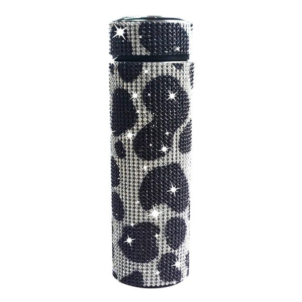 Thermos Cup Cold Cup Diamond 500ml (17oz) Stainless Steel Straight Thermos Cup Smart Thermos Cup Straight Cup LED Temperature Display Water Cup Home Office Portable Large Capacity Car Cup With Stainless Steel Filter Vacuum Cup Diamond Stainless Steel Straight Thermos Cup