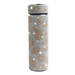 Thermos Cup Cold Cup Diamond 500ml (17oz) Stainless Steel Straight Thermos Cup Smart Thermos Cup Straight Cup LED Temperature Display Water Cup Home Office Portable Large Capacity Car Cup With Stainless Steel Filter Vacuum Cup Diamond Stainless Steel Straight Thermos Cup