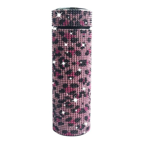 Thermos Cup Cold Cup Diamond 500ml (17oz) Stainless Steel Straight Thermos Cup Smart Thermos Cup Straight Cup LED Temperature Display Water Cup Home Office Portable Large Capacity Car Cup With Stainless Steel Filter Vacuum Cup Diamond Stainless Steel Straight Thermos Cup
