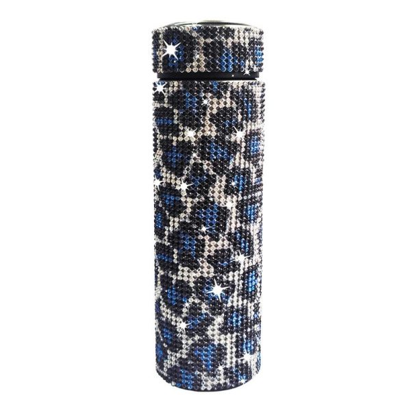 Thermos Cup Cold Cup Diamond 500ml (17oz) Stainless Steel Straight Thermos Cup Smart Thermos Cup Straight Cup LED Temperature Display Water Cup Home Office Portable Large Capacity Car Cup With Stainless Steel Filter Vacuum Cup Diamond Stainless Steel Straight Thermos Cup