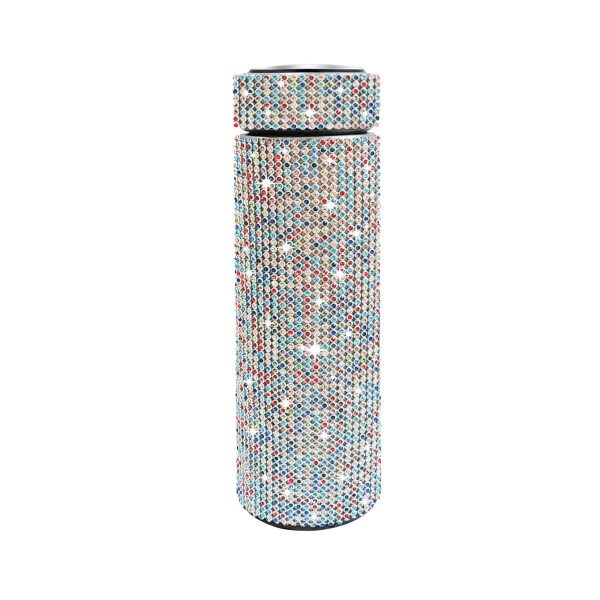 Thermos Cup Cold Cup Diamond 500ml (17oz) Stainless Steel Straight Thermos Cup Smart Thermos Cup Straight Cup LED Temperature Display Water Cup Home Office Portable Large Capacity Car Cup With Stainless Steel Filter Vacuum Cup Diamond Stainless Steel Straight Thermos Cup