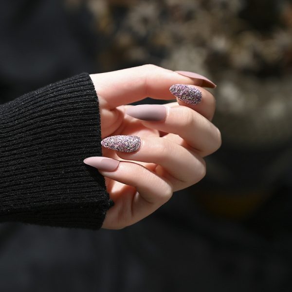 Nail tips, false nails, matte frosted starry sky nail tips, onion powder, glitter patches, wearable nails, nail art