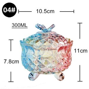 Colorful glass storage jars, candy jars, jewelry jars, jam snack jars, small sundries storage jars, sugar bowls