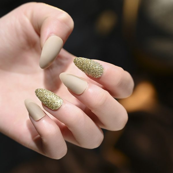 Nail tips, false nails, matte frosted starry sky nail tips, onion powder, glitter patches, wearable nails, nail art