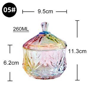 Colorful glass storage jars, candy jars, jewelry jars, jam snack jars, small sundries storage jars, sugar bowls