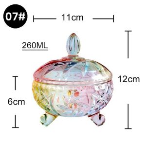 Colorful glass storage jars, candy jars, jewelry jars, jam snack jars, small sundries storage jars, sugar bowls