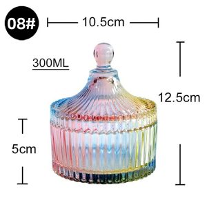 Colorful glass storage jars, candy jars, jewelry jars, jam snack jars, small sundries storage jars, sugar bowls