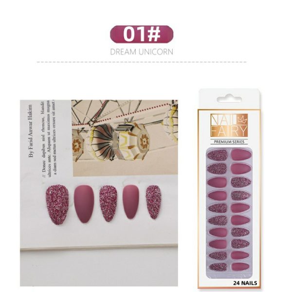 Nail tips, false nails, matte frosted starry sky nail tips, onion powder, glitter patches, wearable nails, nail art