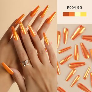 Magic mirror aurora laser long T nail flash wear nail nail nail piece long wear nail medium length T nail fake nail piece finished nail piece