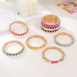 1-Yesokmarket-Heart alloy diamond bracelet-Main picture