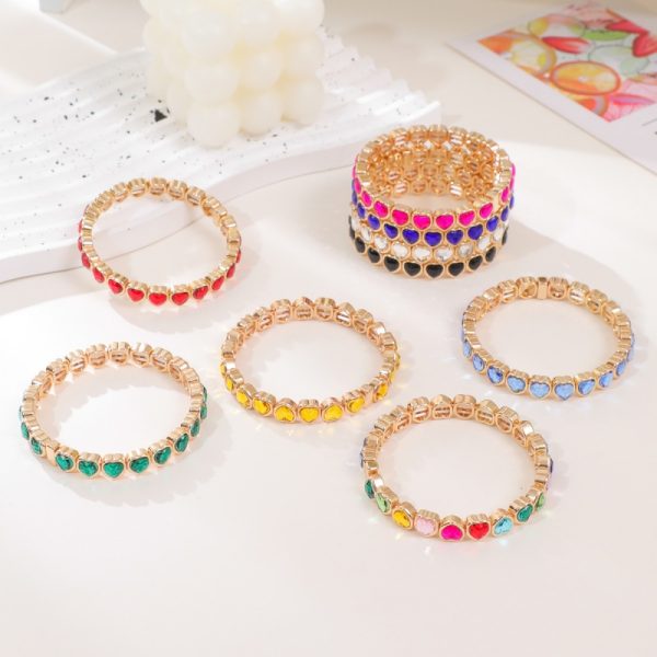 1-Yesokmarket-Heart alloy diamond bracelet-Main picture