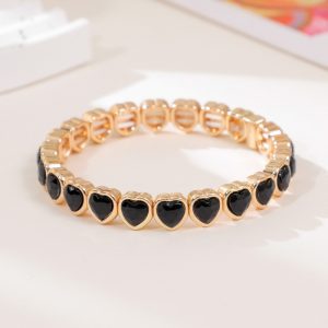 Love alloy diamond bracelet colorful heart-shaped bracelet ladies elastic bracelet fashion jewelry a variety of colors optional