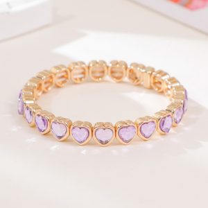 Love alloy diamond bracelet colorful heart-shaped bracelet ladies elastic bracelet fashion jewelry a variety of colors optional