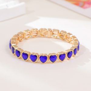 Love alloy diamond bracelet colorful heart-shaped bracelet ladies elastic bracelet fashion jewelry a variety of colors optional