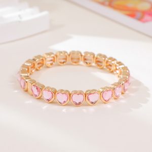 Love alloy diamond bracelet colorful heart-shaped bracelet ladies elastic bracelet fashion jewelry a variety of colors optional