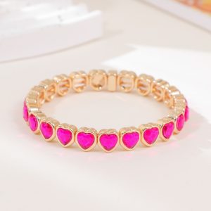 Love alloy diamond bracelet colorful heart-shaped bracelet ladies elastic bracelet fashion jewelry a variety of colors optional