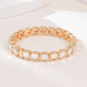 Love alloy diamond bracelet colorful heart-shaped bracelet ladies elastic bracelet fashion jewelry a variety of colors optional