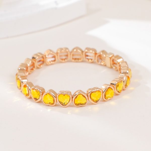 Love alloy diamond bracelet colorful heart-shaped bracelet ladies elastic bracelet fashion jewelry a variety of colors optional