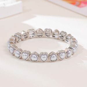 Love alloy diamond bracelet colorful heart-shaped bracelet ladies elastic bracelet fashion jewelry a variety of colors optional
