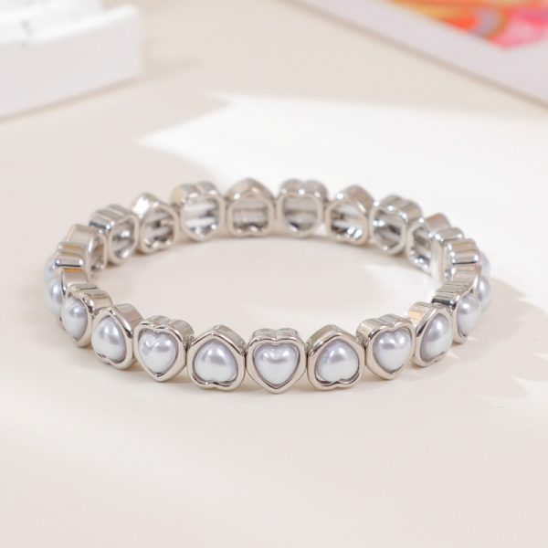 Love alloy diamond bracelet colorful heart-shaped bracelet ladies elastic bracelet fashion jewelry a variety of colors optional