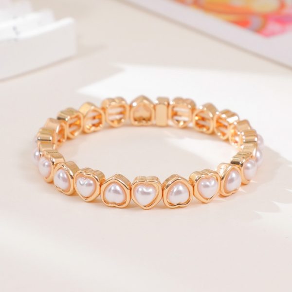 Love alloy diamond bracelet colorful heart-shaped bracelet ladies elastic bracelet fashion jewelry a variety of colors optional