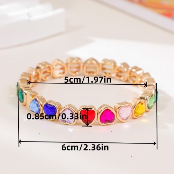 Love alloy diamond bracelet colorful heart-shaped bracelet ladies elastic bracelet fashion jewelry a variety of colors optional