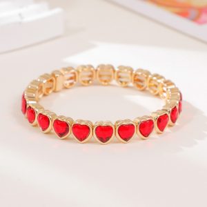 Love alloy diamond bracelet colorful heart-shaped bracelet ladies elastic bracelet fashion jewelry a variety of colors optional