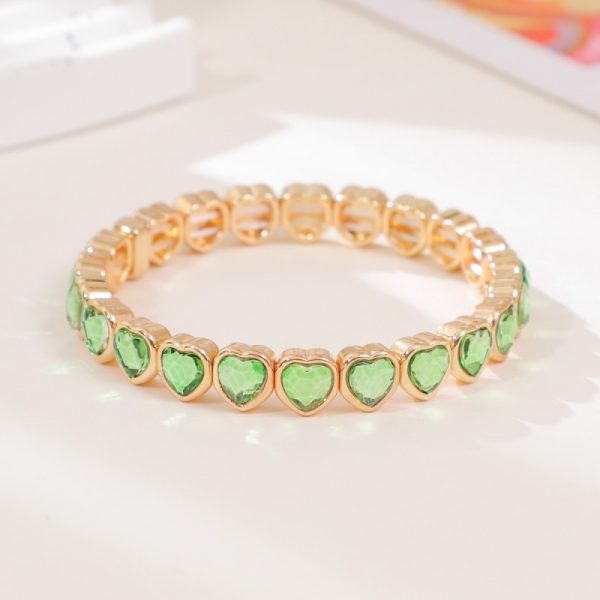 Love alloy diamond bracelet colorful heart-shaped bracelet ladies elastic bracelet fashion jewelry a variety of colors optional