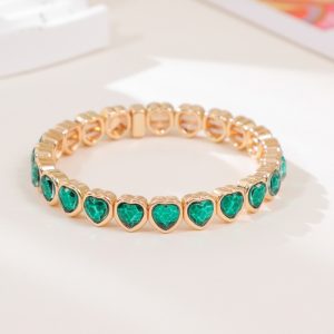 Love alloy diamond bracelet colorful heart-shaped bracelet ladies elastic bracelet fashion jewelry a variety of colors optional