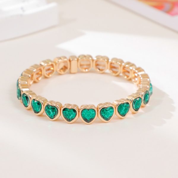 Love alloy diamond bracelet colorful heart-shaped bracelet ladies elastic bracelet fashion jewelry a variety of colors optional
