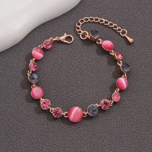 1-Yesokmarket-Alloy Pink Cat's Eye Bracelet-Main picture