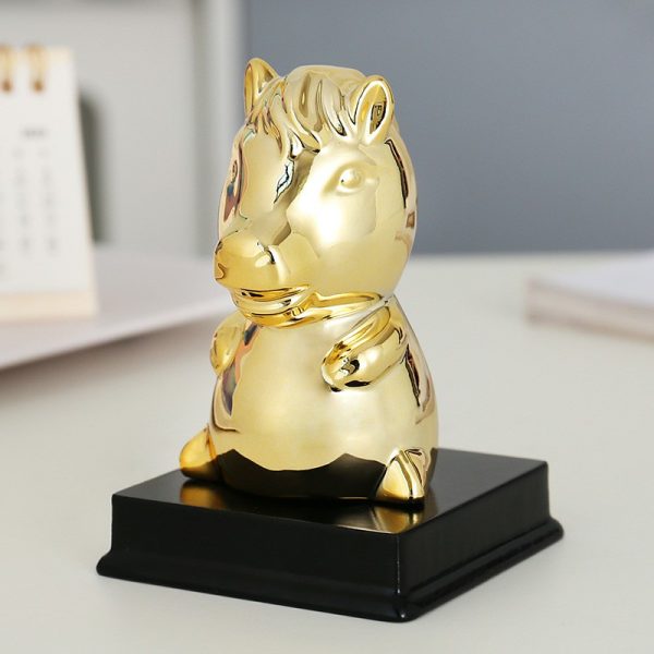 Golden zodiac fortune-attracting small ornaments handmade clay ceramic ornaments mouse bull tiger rabbit dragon snake horse sheep monkey rooster dog pig clay ceramic crafts symbol of wealth and good luck