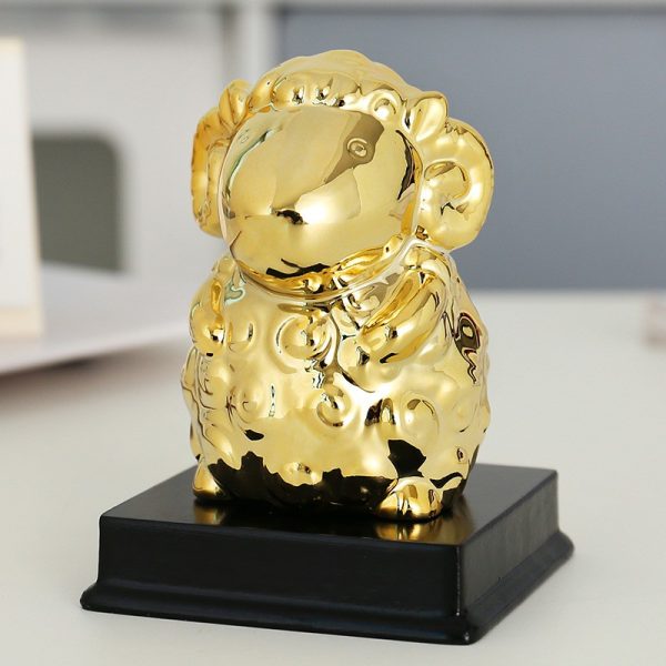 Golden zodiac fortune-attracting small ornaments handmade clay ceramic ornaments mouse bull tiger rabbit dragon snake horse sheep monkey rooster dog pig clay ceramic crafts symbol of wealth and good luck