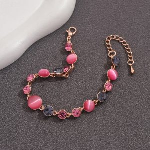 2-Yesokmarket-Alloy Pink Cat's Eye Bracelet-Main picture
