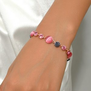 4-Yesokmarket-Alloy Pink Cat's Eye Bracelet-Main picture