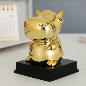 Golden zodiac fortune-attracting small ornaments handmade clay ceramic ornaments mouse bull tiger rabbit dragon snake horse sheep monkey rooster dog pig clay ceramic crafts symbol of wealth and good luck