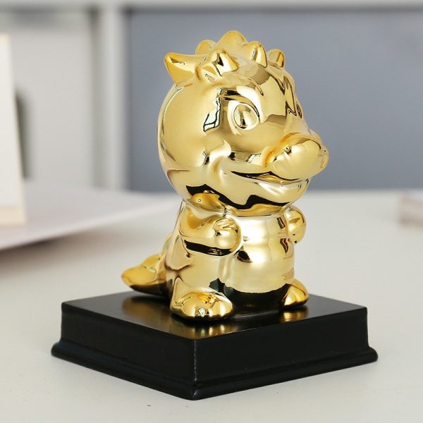 Golden zodiac fortune-attracting small ornaments handmade clay ceramic ornaments mouse bull tiger rabbit dragon snake horse sheep monkey rooster dog pig clay ceramic crafts symbol of wealth and good luck
