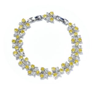 Rainbow flower bracelet colored zircon flower hand jewelry for girls niche versatile can choose a variety of colors with extension buckle
