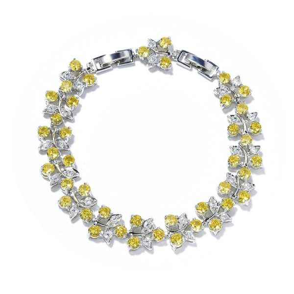 Rainbow flower bracelet colored zircon flower hand jewelry for girls niche versatile can choose a variety of colors with extension buckle