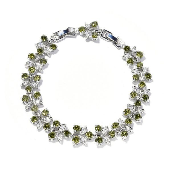 Rainbow flower bracelet colored zircon flower hand jewelry for girls niche versatile can choose a variety of colors with extension buckle