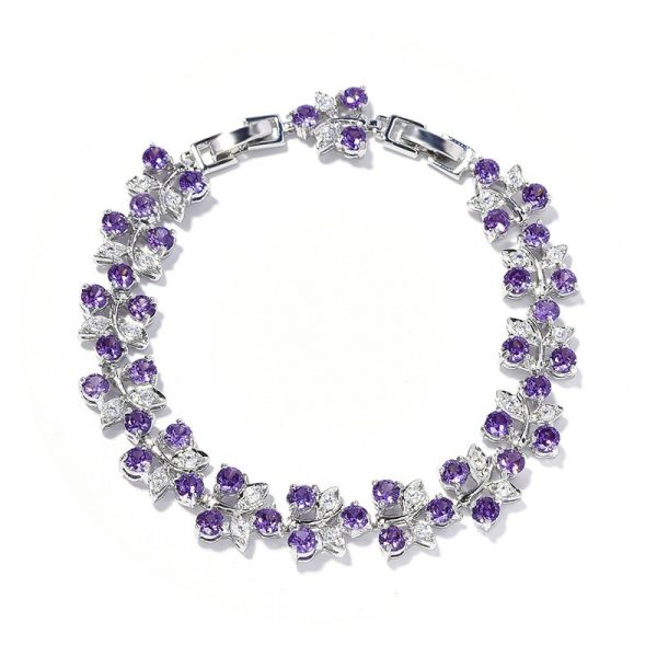 Rainbow flower bracelet colored zircon flower hand jewelry for girls niche versatile can choose a variety of colors with extension buckle