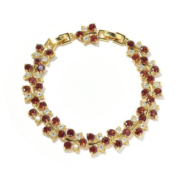 Rainbow flower bracelet colored zircon flower hand jewelry for girls niche versatile can choose a variety of colors with extension buckle