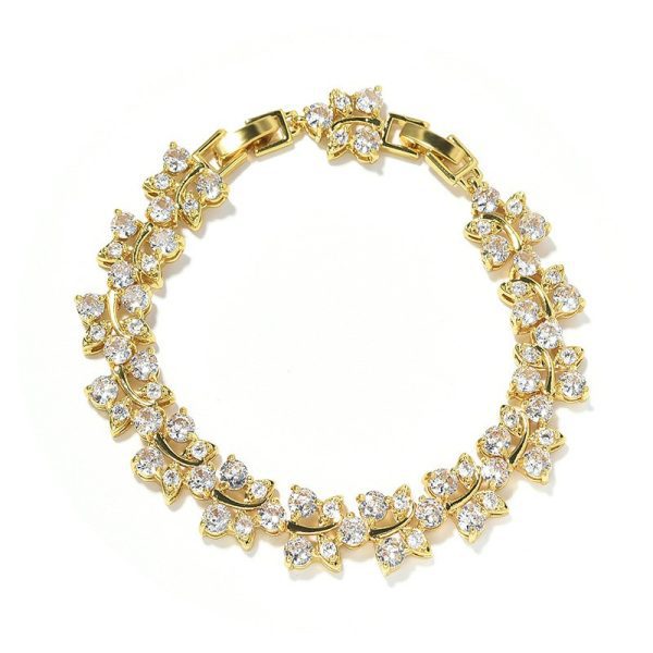Rainbow flower bracelet colored zircon flower hand jewelry for girls niche versatile can choose a variety of colors with extension buckle