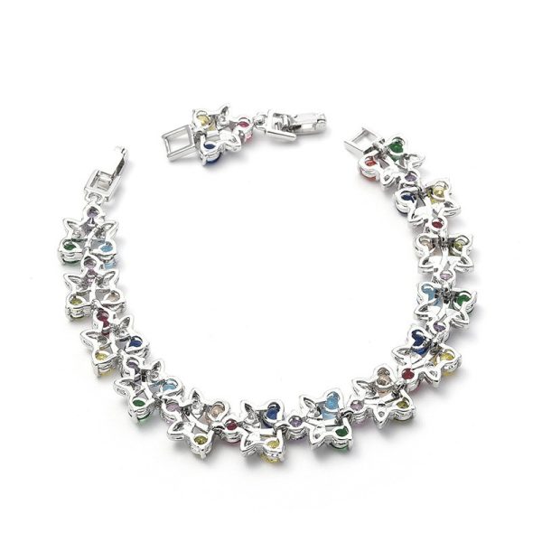Rainbow flower bracelet colored zircon flower hand jewelry for girls niche versatile can choose a variety of colors with extension buckle