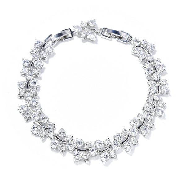 Rainbow flower bracelet colored zircon flower hand jewelry for girls niche versatile can choose a variety of colors with extension buckle