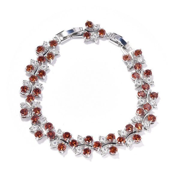 Rainbow flower bracelet colored zircon flower hand jewelry for girls niche versatile can choose a variety of colors with extension buckle