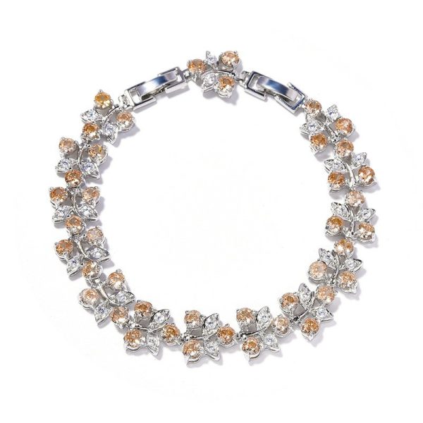 Rainbow flower bracelet colored zircon flower hand jewelry for girls niche versatile can choose a variety of colors with extension buckle